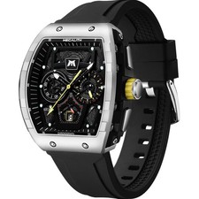 Herren Sportuhr Chronograph, , Leuchtend, Datum, Gummi, Schwarz