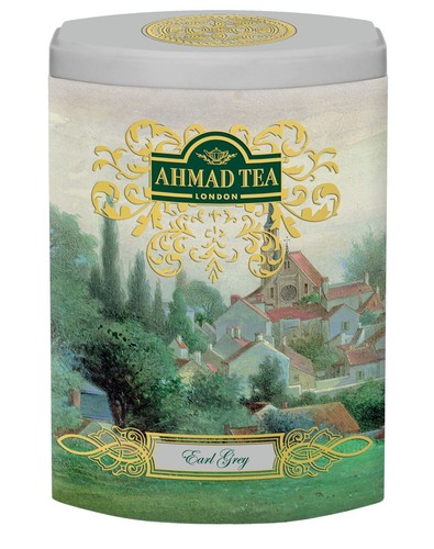Leere blechdose ahmad tea - tea, earl