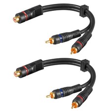 2 Stück Goobay® Cinch Y-Kabel Subwooferkabel Y Adapter Verteiler Chinch CAR Hifi