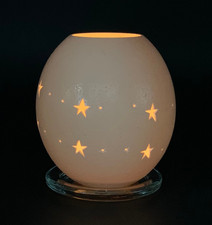 Straußenei Teelicht "Sternenband" Ei mit Untersetzer Windlicht Set Kerzenhalter