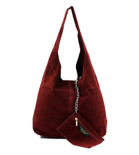 ITALY ECHT WILDLEDER HANDTASCHE BEUTEL TASCHE SCHULTERTASCHE SHOPPER BAG KETTE 