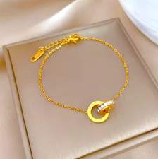 750 Gold Armband 0,70ct Zirkon 18 Karat Bracelet 23cm 2,56g Gelbgold PL