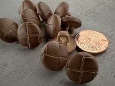 10 Knöpfe 11mm Lederknopf imit hellbraun braun Ösenknopf Trachten Fußballknopf