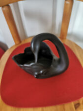 schwarzer Porzellan Schwan- Übertopf / Dekoschale