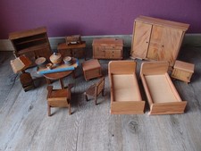 altes Puppenstuben Möbel Holz 50/ 60ziger Jahre Bett Schrank Nachtischschrank