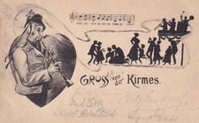 AK Judaika, Gruss von der Kirmes, Flötenspieler, Tanzmusik