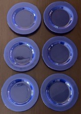 Dessertteller Kuchenteller Glas, Set 6 Stück, 21 cm, Farbe Blau, Gebraucht