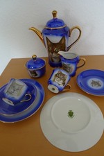 Kaffeeservice, Katzen,blau , gold , Kobalt blau,  sehr selten, alt, Figur