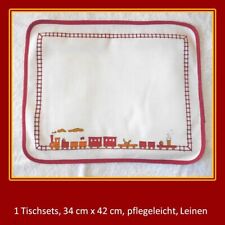 1 Tischset,Kinder,Eisenbahn,Leinen,pflegeleicht,34 x 42,hochwertig,Platzset,top
