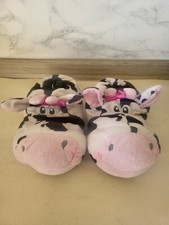 Puschen, Plüsch Hausschuhe, Kuh-Motiv, Gr. 29-31, De Fonseca