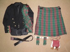 Cambrian Wool Mill Welsh St David's Tartan Set Kilt Frack 8 Stück 42" Taille
