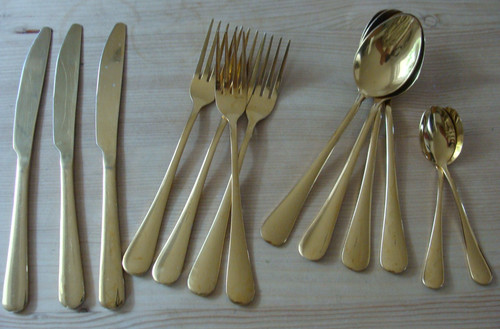 Besteck goldfarben messer - besteck,