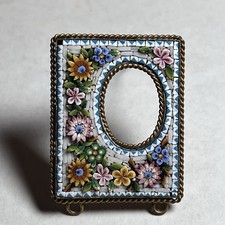 Millefiori Mikromosaik Rahmen mit Kette Fotorahmen Italien um 1900-50 antik