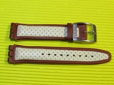 Original Swatch 19 mm LEDER Armband GRIP mit silberfarbiger Irony Schliesse
