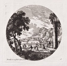 Coastal landscape Küstenlandschaft Festung Kupferstich engraving Perelle 1700