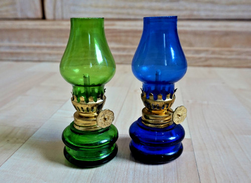 Vintage set miniatur - set, Öllampe