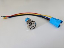 Schalter Nebelschlussleuchte Druckschalter NSL Knopf 16 mm 12V gelb 5PIN Silber