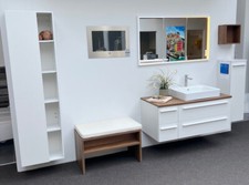 Burgbad SYS30 Badmöbel 120 cm, Hochschrank usw. Eiche Rost, weiß