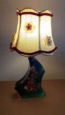 Tischlampe Kunstharz Aquarium blau grün Lamploveschirm 70er selten Sammler