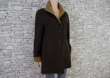 ALEXANDRA BARTLETT DAMEN REINE KOCHWOLLE FEST MANTEL JACKE KNÖPFE KHAKI 38