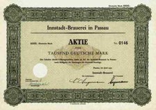 Innstadt Brauerei AG 1951 Passau Deggendorf Wien Hauzenberg 1000 DM Hofbräuhaus