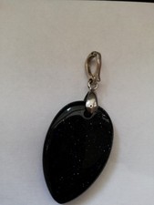 Blaufluss Anhänger, Edelstein, 925 Silber Vario- Clip- Anhänger,  Länge ca. 6 cm