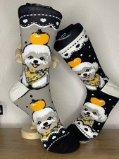 Bunte lustige Motiv Socken Gr. 35-41 Hund BICHON FRISÉ mismatch