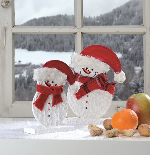 Deko schneemann aus holz weiss - schneemann,