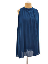 40-42 Trapez Kleid Chiffon italienisch meeresgrün gefaltet romantisch lässig