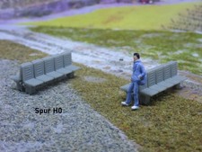 Bahnsteig Haltestelle Sitzbank 4 Stk für Spur Z, N, TT, H0 / mit Abfallbehälter