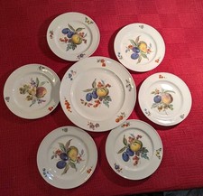 AK Kaiser Porzellan 6 kleine und 1 großer Teller, 560, Obst, Früchte, 70er Motte
