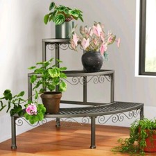 Metall Blumentreppe Blumenständer Pflanzen Regal Blumenregal 3 Stufen Balkon 