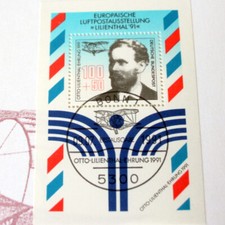 Deutsche Bundespost Sonderstempel 1991 100+50 Pfennig Luftpost Lilienthal