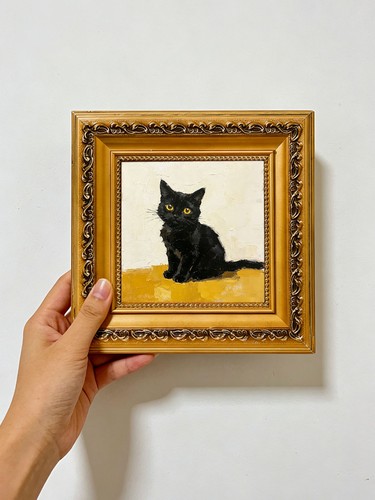 Schwarze katze goldrahmen - schwarze,