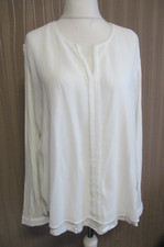 91/10 Milano Italy  Damen Blusenshirt Gr. 42 wollweiß Langarm doppellagig Shirt