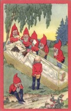 Künstler Ak Kirchbach, Schneewittchen im Sarg und traurige Zwerge - 4589476