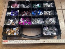 Schmucksteine Hobby | Bastelbedarf Vintage in Box beidseitig gefüllt