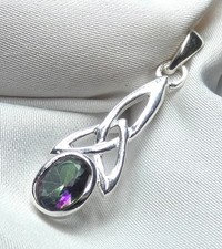Anhänger 925  Silber facettierter echter Mystic Topas "keltischer Knoten" NEU