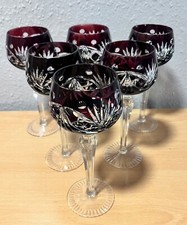 6 rote Weinglas farbiges geschliffenes Kristallglas 