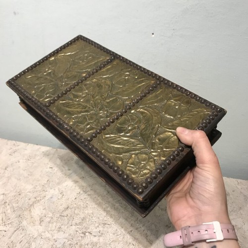 Antique wooden box - wooden, brass
