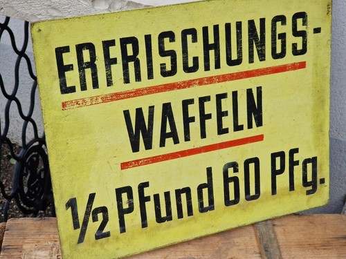 Altes kolonialwaren pappschild - altes,