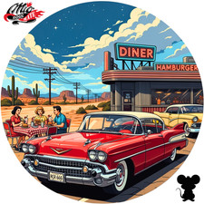 Blechschild Rund (487) American Dream – Route 66 - 🌵 Classic Diner 🌵 Fastfood