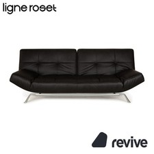 Ligne Roset Smala Dreisitzer Schlafsofa Anthrazit Schwarz veganes Leder
