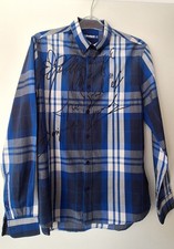 DESIGUAL Herren Freizeit-Hemd Größe L - regular, blau/weiß/grau kariert