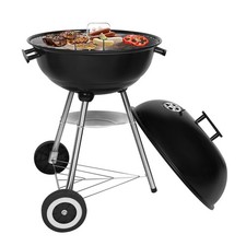Kugelgrill Holzkohle Standgrill mit Deckel Grillwagen Rundgrill BBQ mit Rollen