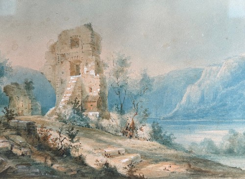 Feines aquarell ruine in - *,
