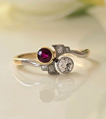 Jugendstil ring rubin - jugendstil,