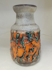 VASE CARSTENS KERAMIK LAVA 21 CM CA 60 ER 70 ER JAHRE GRAU ORANG TÜRKIS