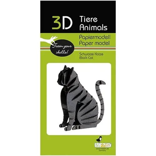 Papiermodell katze schwarz - 3d,