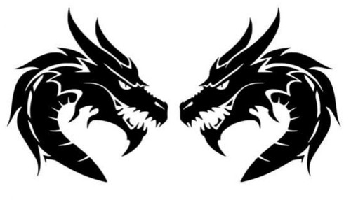 Drachen links rechts - 2x,